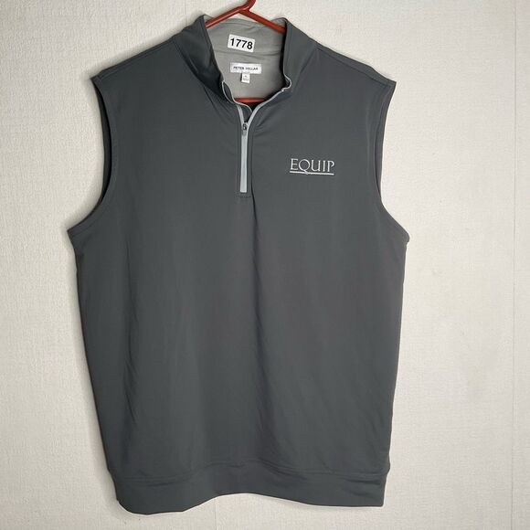 Peter Millar Large Golf Vest Mens Gray Polyester Spandex Blend Chest Embroidered - Picture 1 of 9